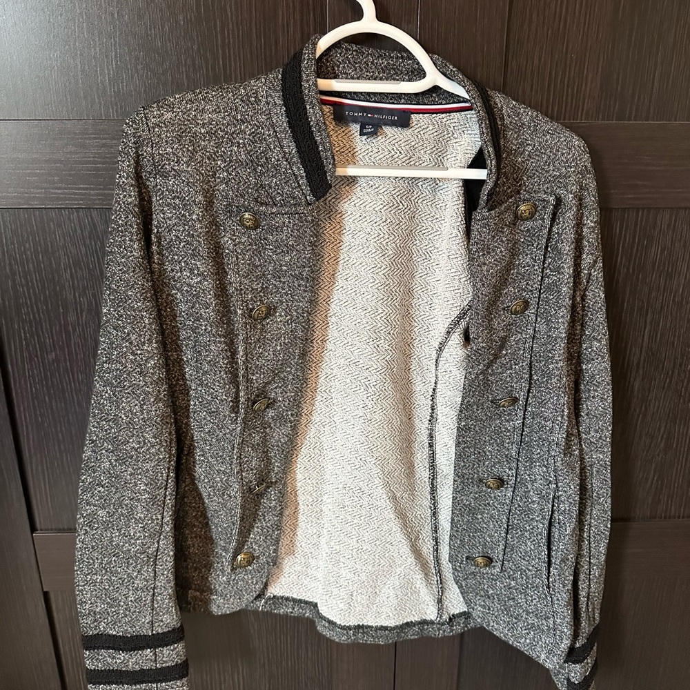 Tommy Hilfiger Gray Bomber Jacket Casual Outerwear